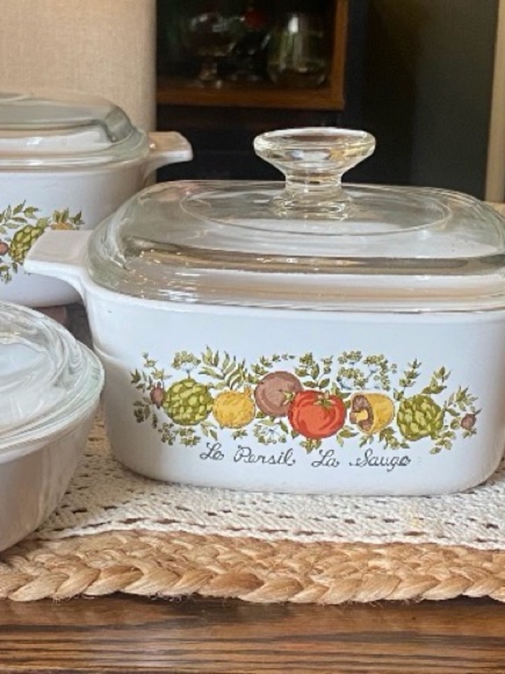 Vintage Corning Ware Spice of Life Casserole Set w/ Pyrex Glass Lids – 4 Pieces - Picture 10 of 13